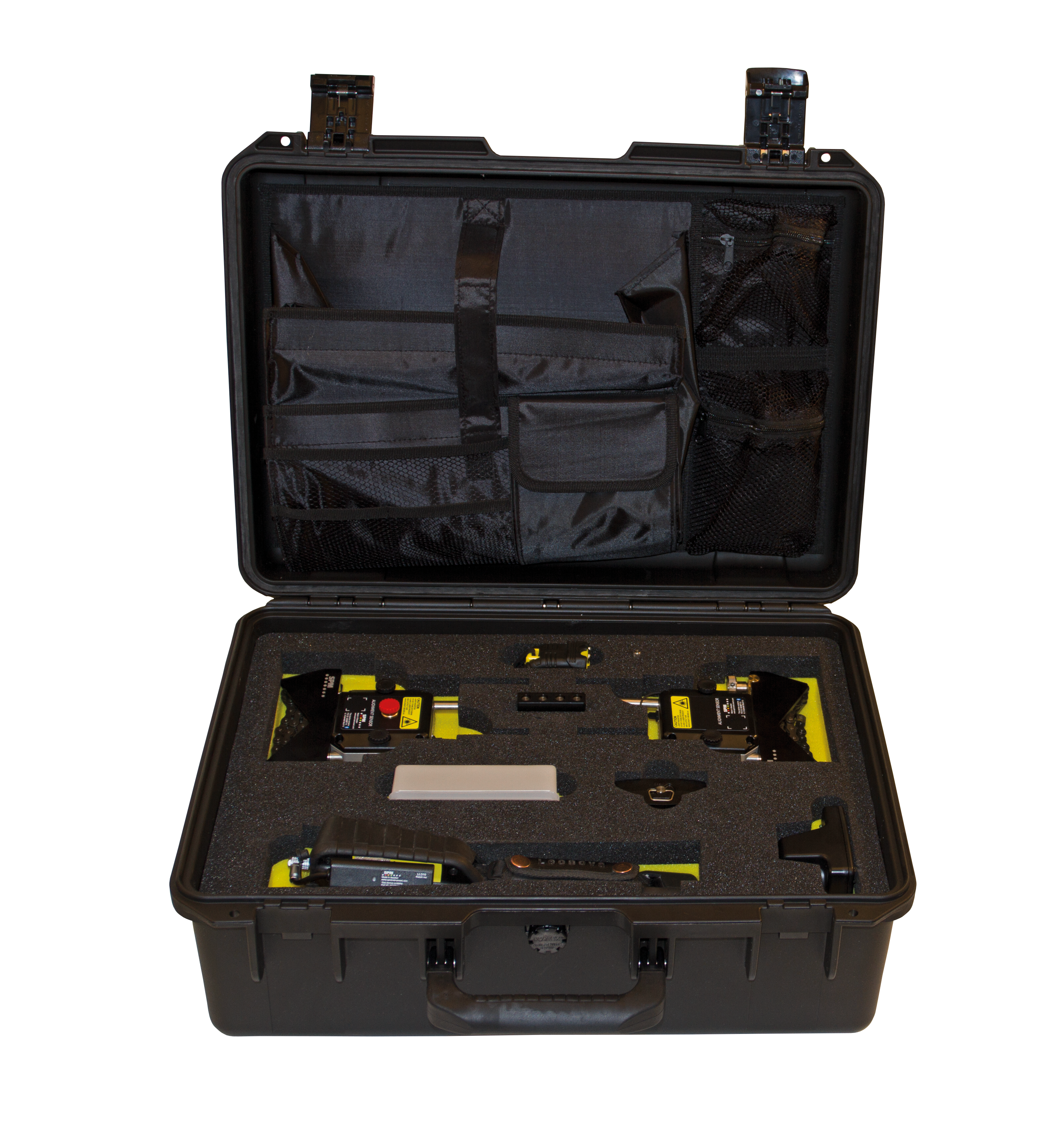 Carrying case with all the accessories included in the LineLazer alignment kit